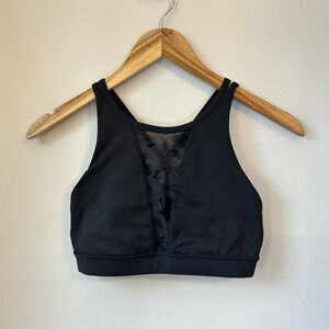 lululemon Limited Release Energy Bra High Neck Flocked Mesh Black Size 6